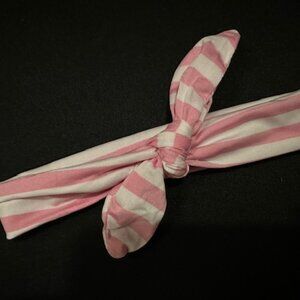 Pink & White Stripe top knot Jersey Headband  SJKH34  Handmade NWT Boutique
